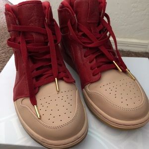 Red and blush Jordan Retro 1